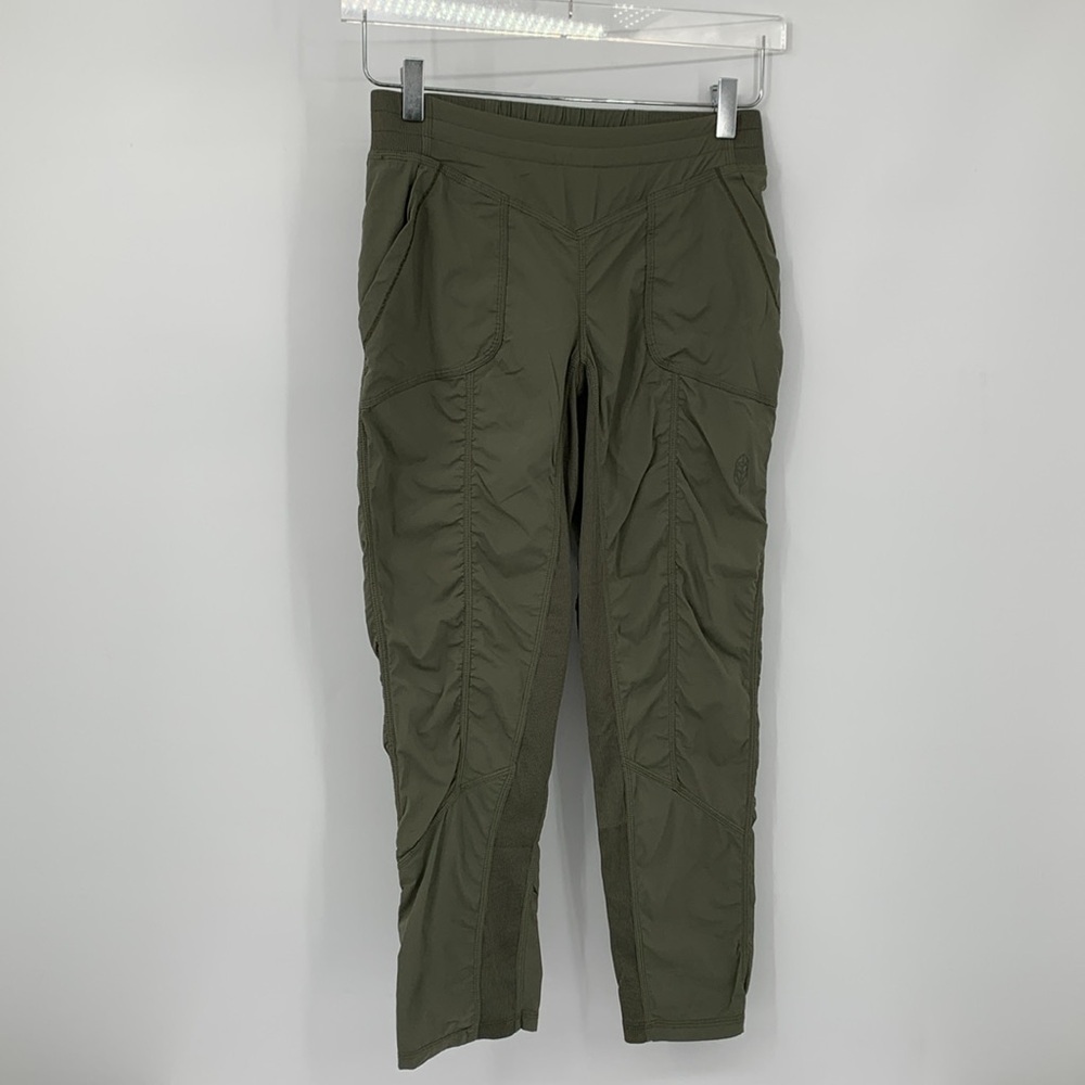 Indygena cropped nylon hiking pants olive green ribbed stretch women XS X-Small